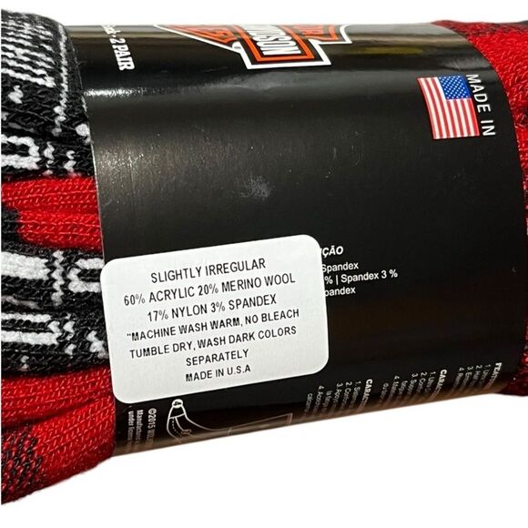 Harley-Davidson Black and Red Buffalo Plaid Socks, Size Medium, NWT - Picture 8 of 8